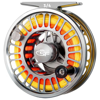 SF SF-003 Pro Fly Fishing Reel for Freshwater,CNC Precision Machining Process,Mid Arbor Design,Smooth Drag System,Lightweight Aluminum Body - size: 3/4wt, style: Gunmetal Gray Kt2