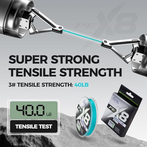 X8 Braided PE Fishing Line - Zero Stretch High Sensitivity 8 Carrier Line, Super Strong Abrasion Resistant for Smooth Casting, Saltwater Freshwater Lure Fishing, 110 Yards - color: Blue, size: 60LB