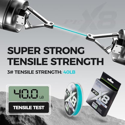 X8 Braided PE Fishing Line - Zero Stretch High Sensitivity 8 Carrier Line, Super Strong Abrasion Resistant for Smooth Casting, Saltwater Freshwater Lure Fishing, 110 Yards - color: Grey, size: 40LB