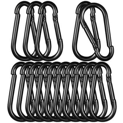 Black Carabiner, Heavy Duty Galvanized Steel Spring Snap Hook Carabiner Clips with 550LBS Holding Capacity, Ideal for Outdoor, Hammock, Swing and Travel (15PCS M8 3Inch) - size: 15PCS-M8, style: Black
