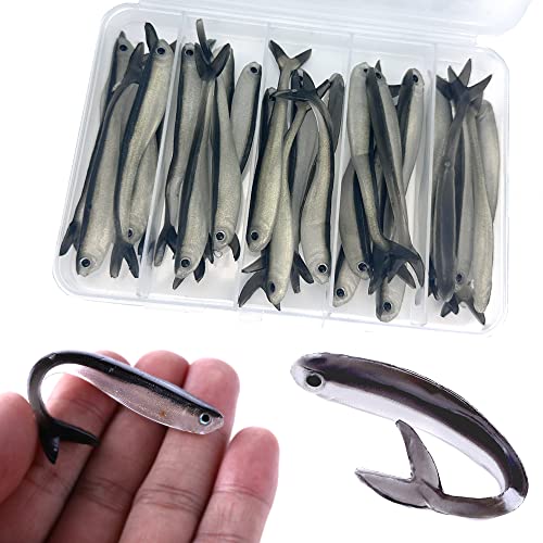 Paddle Tail Swimbaits,Soft Plastic Fishing Lures Swim Baits for Bass Fishing,30/50pcs with Box,Soft Plastic Swimbaits for Bass Trout Crappie Lures Kit for Saltwater Freshwater - color: E:3.15in/0.07oz-30pcs