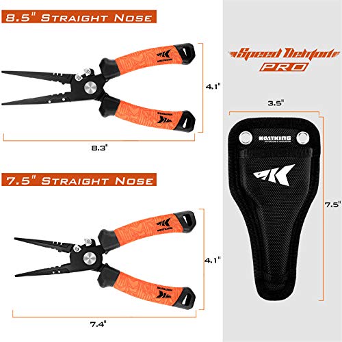 KastKing Speed Demon Pro Fishing Pliers, 420 Stainless Steel, Fishing Tools, Saltwater Resistant Fishing Gear, Tungsten Carbide Cutters, Corrosion Resistant Coating, SuperPolymer Grip Handles - color: D: 8.5'' Straight Nose