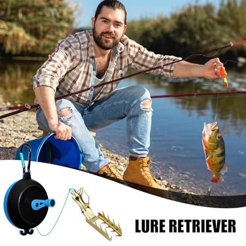 Fishing Lure Retriever - Durable Body, Rescue Tackle Tool, Bait Saver Device, 9.84ft PE Rope Longtail Fishing Accessory | for Saltwater Freshwater Angling Boat Pier River Lake - color: blue black