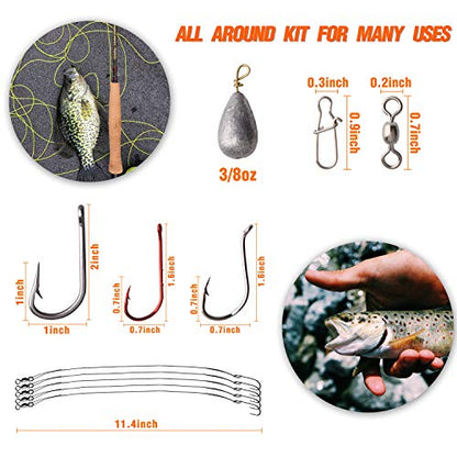 Saltwater Fishing Tackle Kit, Surf Fishing Gear Set Includes Saltwater Lures, Bait Rigs, Swivel, Hooks, Sinkers Weights, Wire Leaders Various Accessories