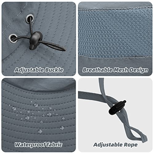 Fishing Hat for Men Sun Protection Hat with Removable Mesh Face Neck Flap Cover Windproof Strap for Men and Women - color: Dark Grey