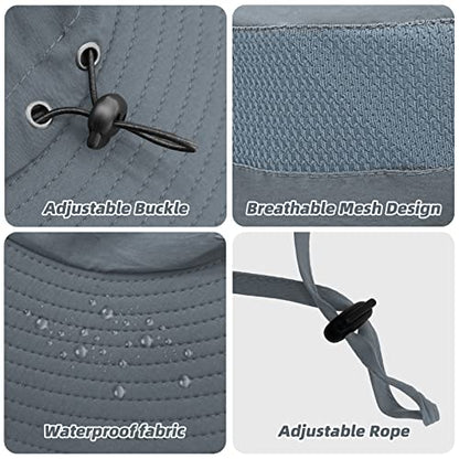 Fishing Hat for Men Sun Protection Hat with Removable Mesh Face Neck Flap Cover Windproof Strap for Men and Women - color: Dark Grey