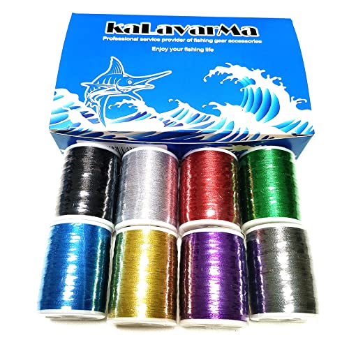(8pcs*240yd) Kalavarma Rod Wrapping Thread for Fishing Rod Wrapping Thread Rod Building Repair - style: Metallic klm011