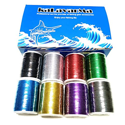 (8pcs*240yd) Kalavarma Rod Wrapping Thread for Fishing Rod Wrapping Thread Rod Building Repair - style: Metallic klm011