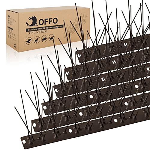 OFFO Brown Bird Spikes Pre-Assembled for Pigeons Birds, Cover 24 Feet Durable Bird Spikes with Stainless Steel for Fence Roof Mailbox Window - color: Brown, size: 24 feet