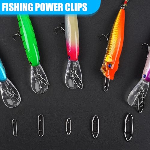 AGOOL Speed Clips for Fishing Lures Kit, Fishing Snaps Clips High Strength Quick Change Clips Stainless Steel Fishing Power Clips Swivels Fishing Tackle Connector Snaps - style: 90pcs Fishing Clips Kit