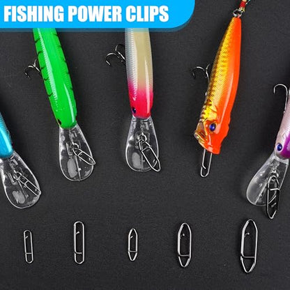 AGOOL Speed Clips for Fishing Lures Kit, Fishing Snaps Clips High Strength Quick Change Clips Stainless Steel Fishing Power Clips Swivels Fishing Tackle Connector Snaps - style: 90pcs Fishing Clips Kit