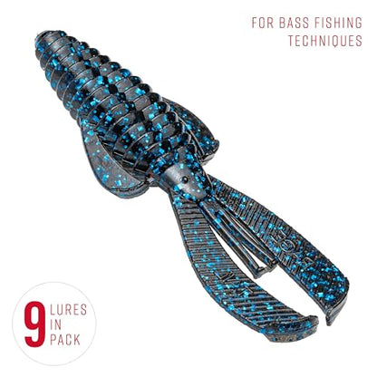 Strike King Rage Bug Fishing Lure, Soft Plastic Grub, Unique Design, Subtle Action - color: Black and Blue, size: 3"