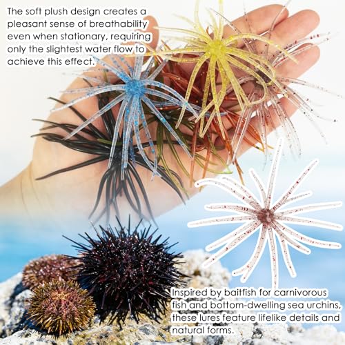 6 Pcs Soft Urchin Lures Fishing Saltwater Slow Floating Lures for Bass Trout Crappie - color: 3.54in/0.1oz