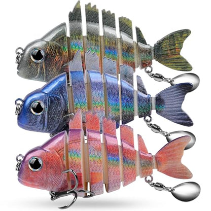 Crankbait Fishing Lure Pike Muskie Lures Lifelike Multi Jointed Swimbait Segement Hard Minnow Bait Treble Hook - color: HS078DEF-3pcs/set