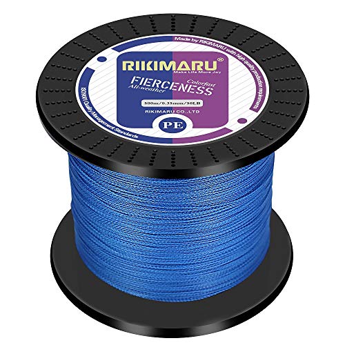 RIKIMARU Braided Fishing Line Abrasion Resistant Superline Zero Stretch&Low Memory Extra Thin Diameter 327-1094 Yds, 4-180LB - color: Ocean Blue, size: 1094 Yds/0.10mm/10LB