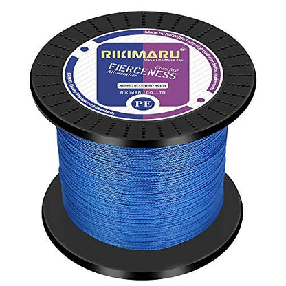RIKIMARU Braided Fishing Line Abrasion Resistant Superline Zero Stretch&Low Memory Extra Thin Diameter 327-1094 Yds, 4-180LB - color: Ocean Blue, size: 327 Yds/0.60mm(8 Strands)/150LB
