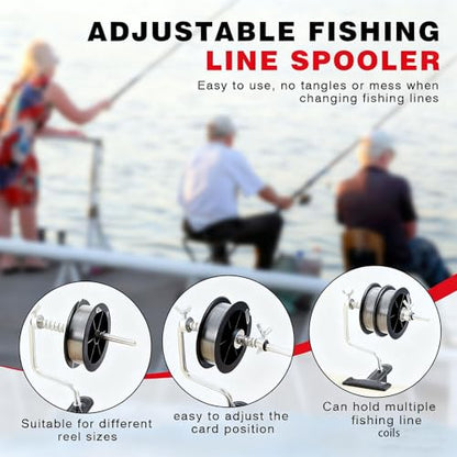 Fishing Line Winder Spooler with Clamp- Protable Multifunction Spooling Station System for Spinning & Casting Reels - Fishing Accessories Gifts for Men