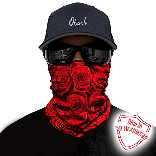Obacle Skull Face Mask for Women Dust Wind Sun Protection Rave Festival Riding - color: Pure Red Rose