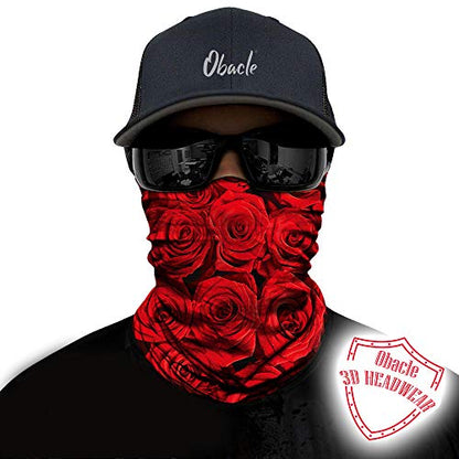 Obacle Skull Face Mask for Women Dust Wind Sun Protection Rave Festival Riding - color: Pure Red Rose