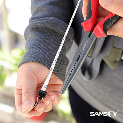 SAMSFX Fishing Zinger Retractors Retractable Tape Measure with Fly Fishing Knot Tying Tool Combo - color: Tape Measure Retractors & Black Nail Knot Tying Tool, Black Grip