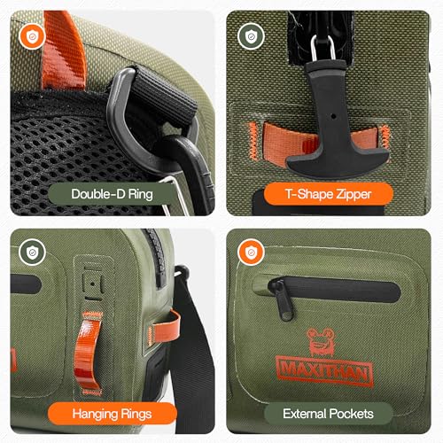 Lehigh Crossing, Waterproof Fishing Waist Pack, Fly Fishing Fanny Pack, Submersible Lumbar Pack - color: Green
