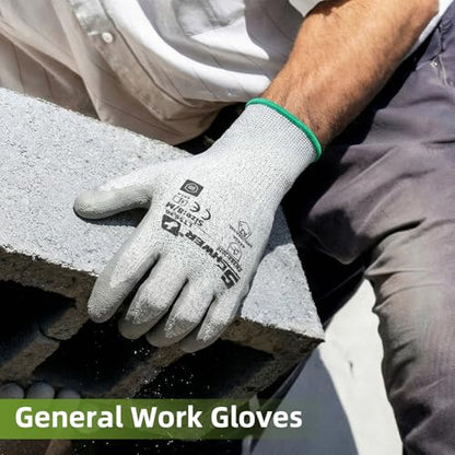 Schwer 6 Pairs ANSI A2 Cut Resistant Work Gloves with Certified Level 6 Ultra Abrasion Resistance, Safety Gloves with Grip for General Use, Construction, Gardening, Mechanic, 3D-Comfort, LT5636, M - size: Medium, style: 6 Pairs