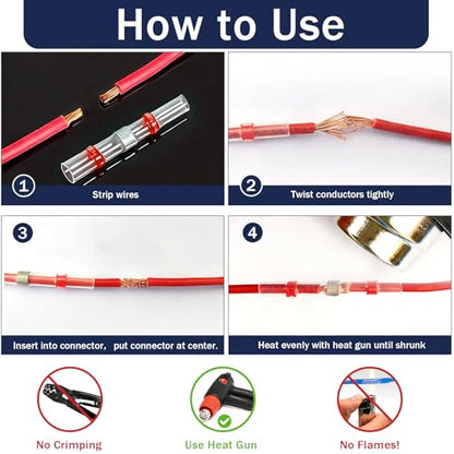ZQZ 540PCS Solder Seal Wire Connectors Kit, Heat Shrink Solder Stick, Waterproof Soldering Butt Connectors, Electrical Crimpless Solders Wire Terminals Assortment Kit, Marine Butt Splice Connector - size: Solder Seal 540PCS