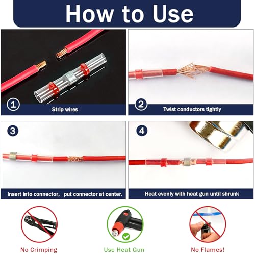 ZQZ 540PCS Solder Seal Wire Connectors Kit, Heat Shrink Solder Stick, Waterproof Soldering Butt Connectors, Electrical Crimpless Solders Wire Terminals Assortment Kit, Marine Butt Splice Connector - size: Solder Seal 540PCS