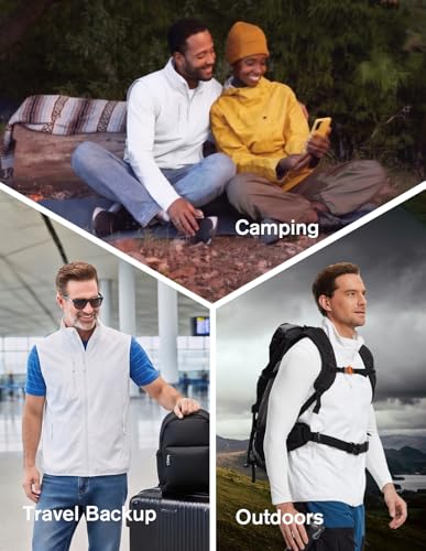 fit space Men's Lightweight Vest Softshell Sleeveless Windproof Jacket with Zipper Pcoket Cycling Travel Hiking Running Golf - color: White, size: XX-Large