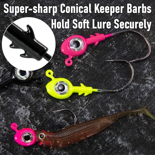Dr.Fish 10 Pack Fishing Eyes Jigs 3D Eyes Trout Heads Bass Hook Saltwater Swimbait Jig Heads Freshwater Walleye Redfish Striper - color: White, size: 1/2oz-Hook #5/0