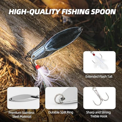 Jigging Spoon Fishing Lures 20/40PCS Kit – Metal Casting Spoon Lure Set with Treble Hooks, Mixed Sizes Spinner Baits for Saltwater & Freshwater Trout, Salmon, Bass - color: Silver, size: Mixed Size 20PCS