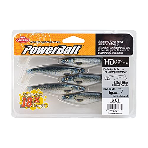Berkley PowerBait The Champ Swimmer Fishing Soft Bait - color: HD Black Crappie, size: 3.8"
