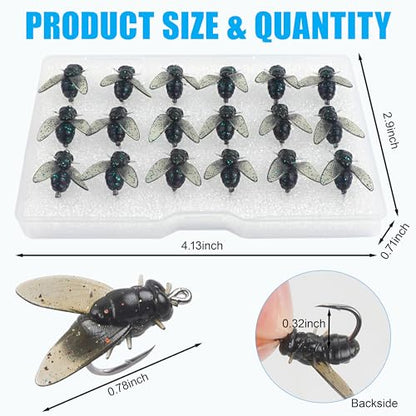 Bionic Fly Fishing Bait, 18/36pcs Fly Fishing Flies Lures Kit Trout Jigs Swimbait Dry Flies Trout Panfish Lures Freshwater Saltwater Flies Fly Fishing Hook Artificial Soft Bait - style: Black-18pcs