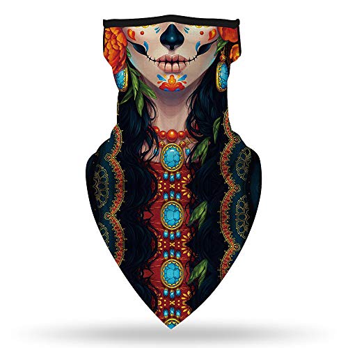 YAYOUREL Neck Gaiter Face Mask Bandanas for Men Women UV Face Scarf Cover Ear Loop Hole Facemask for Fishing Running Cycling - color: Red Black Blue