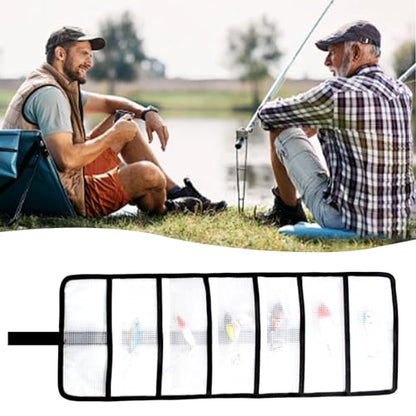 2pcs Roll Up Fishing Lure Wraps Set - Durable 6 Pocket Protective Cover, Saltwater & Freshwater Hook Covers, Trolling Lure Fabric Protector Tackle Box Organizer for Fishing Tackle Storage