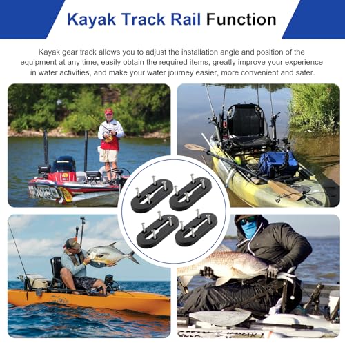 Kayak Track Mount, Kayak Rail Track Mount, Kayak Gear Track Accessories, Kayak Low Profile Track for Fishing Rod Holder, Cup Holder, Paddle Holders, Anchor Cleats (4 in, 4 Holes, 4 Pieces) - size: 4 Inch