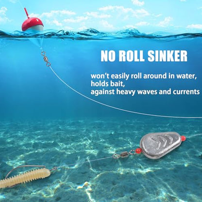 No Roll Sinker Fishing Weights, No Snag Flat Inline Catfish Sinkers Weights Saltwater Surf Fishing Rigs Catfishing Tackle - style: 0.5oz-10pcs