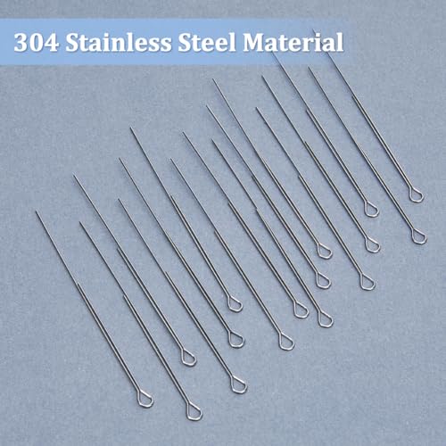 SUPERFINDINGS About 200Pcs 2 Styles Fishing Spinner Shaft 70x0.7~0.8mm Wire Spinner Bait 304 Stainless Steel Fishing Looped Spinner Parts Component Looped Wire Shafts for Fishing Lure Making Supplie