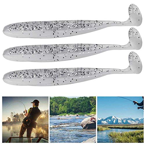 Zer one 20 PCS Fishing Soft Lure 7.5cm/2g Plastic T Tail Bait Artificial Worm Swimbait for Bass Trout Walleye Fishing Accessory - color: White