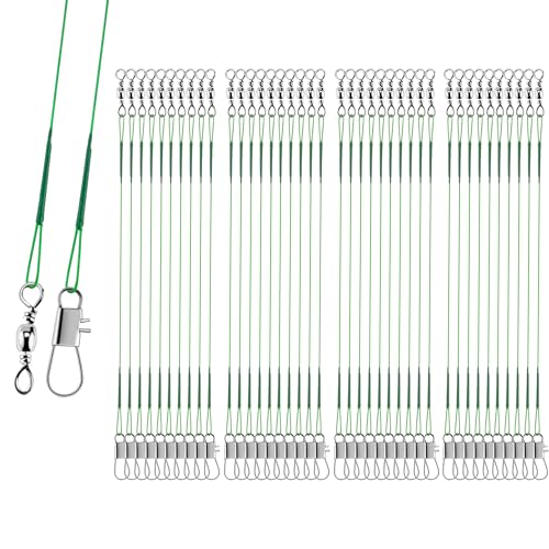 40Pcs Anti-Bite Wire Fishing Leaders with Swivel Snap | Multi-Strand Stainless Steel Fishing Leader Line for Lures, Bait Rigs & Hooks, Pike and Bass Fishing, 8in/10in/12in - size: 12in_30cm_40pcs