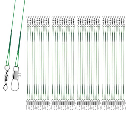 40Pcs Anti-Bite Wire Fishing Leaders with Swivel Snap | Multi-Strand Stainless Steel Fishing Leader Line for Lures, Bait Rigs & Hooks, Pike and Bass Fishing, 8in/10in/12in - size: 12in_30cm_40pcs