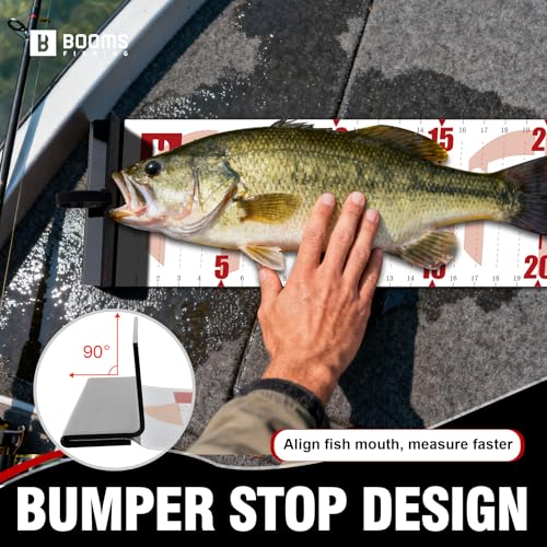 Booms Fishing 59" Fish Ruler: Fish Measuring Board - Measuring Tape with Bump Board - Rolling & Portable with Carabiner, Waterproof Fishing Measure Tool for Saltwater, Rl4 Red - color: Red with white