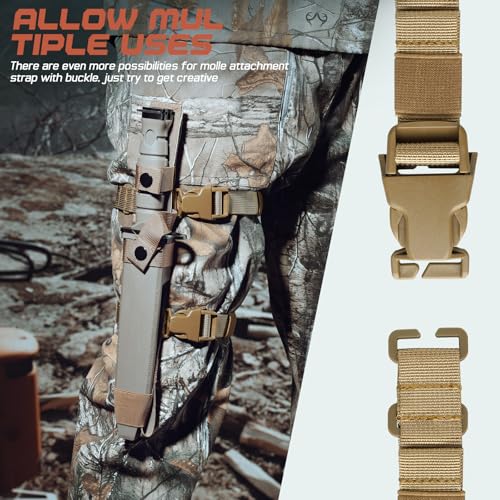 Molle Tactical Backpack Straps 24" Adjustable, Rush Tier System Molle Accessories for Military Assault Backpack Army Rucksack Attachment Nylon Compression Tie Down Strap for Tripod Gear, Sleeping Bag - color: Khaki 2Packs, style: Style A
