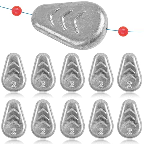 5/10 Pack No Roll Sinker Lead Fishing Weights Catfish Sinkers Coin Disc Weight Snagless Flat Inline Sinker for Catfishing Rig Bank River Surf Fishing Saltwater - color: 2 Ounce - 10 Pack