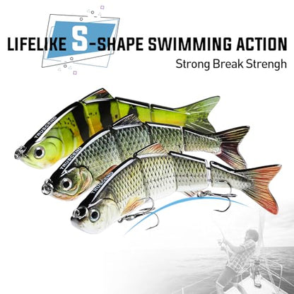 TRUSCEND Swimmax Easy Catch Fishing Lures with BKK Hooks, Wiggling, Vibrating, Rattling and Gurgling for More Bites, Heavy-Duty Dyneema Fiber Jointed Swimbaits for Bass, Trout, Crappie, Walleye, Pike - color: B3-6",1.4oz