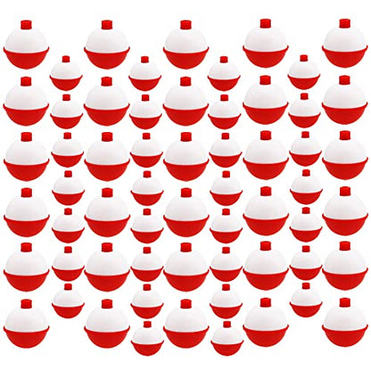 60 PCS Fishing Floats,Hard ABS Fishing Bobber Bulk,Push Button Round Buoy Floats for Fishing Tackle Accessories,1/1.5 Inch