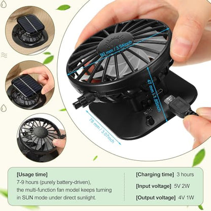 Maiteenly 2 Pcs Solar Fan Hat for Men with Neck Flap Bucket Fan Buit in Hats for Hiking Fishing Outdoor USB and Solar Powered - color: Dark Gray,black