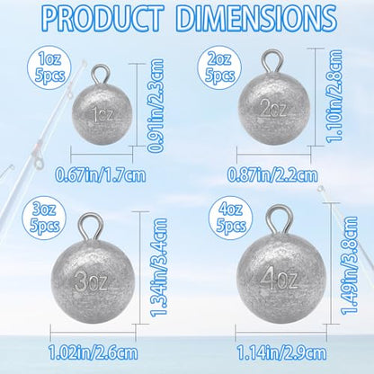 5 Pcs Fishing Round Sinker Cannonball Lead Weights Assortment Egg Drop Bass Weights Saltwater Freshwater Casting 1-5oz - size: 4oz - 5pcs