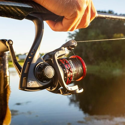 Piscifun Flame Spinning Reels, Lightweight 9+1BB Ultra Smooth Spinning Fishing Reels, 19.8LBs Max Drag - color: Red, size: 1000