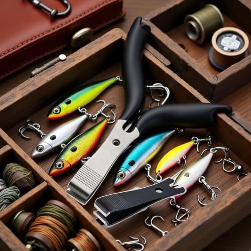 2Pcs Fishing Line Cutter Nipper with Hook Eye Cleaner Pin Stainless Steel Fishing Line Scissors Cutting Tool, Fishing Line Cutter Nipper with Hook Eye Cleaner Pin, Multi Functional Accessories